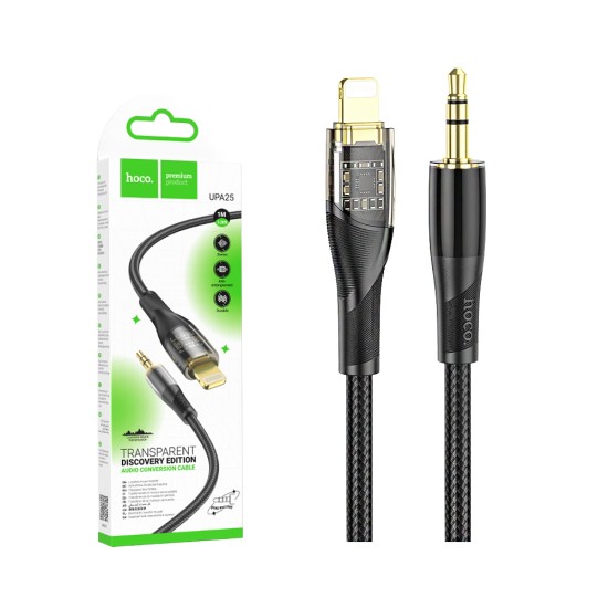 Hoco UPA25 Audio Conversion Cable Transparent Discovery Edition Lightning to 3.5mm 1m Black